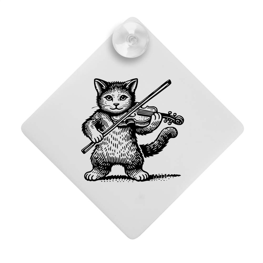 'Cat Playing Fiddle' Suction Cup Car Window Sign (CG00028188)
