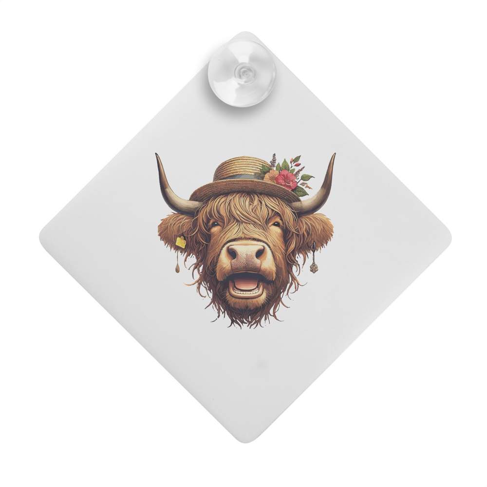 'Glamorous Highland Cow' Suction Cup Car Window Sign (CG00028212)