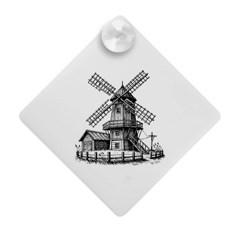'Rustic Windmill' Suction Cup Car Window Sign (CG00028267)