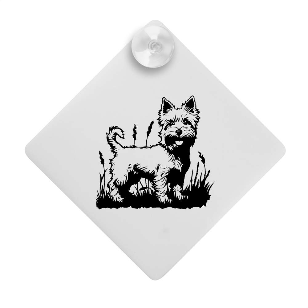 'Happy Westie in Garden' Suction Cup Car Window Sign (CG00029116)