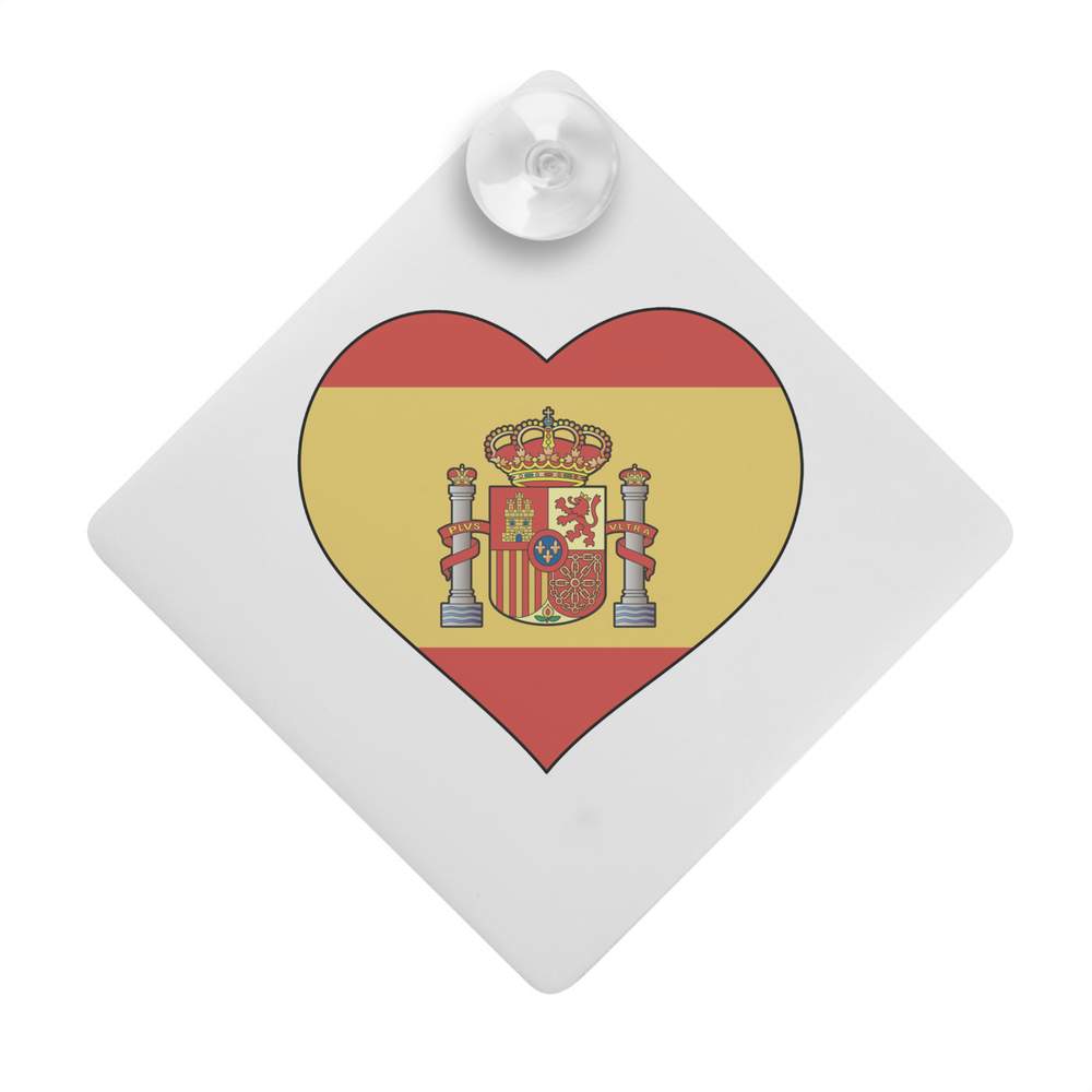 'Spain Flag Heart' Suction Cup Car Window Sign (CG00029897)
