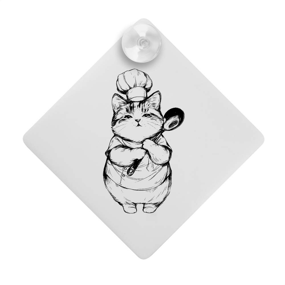'Chef Cat with Spoon' Suction Cup Car Window Sign (CG00030017)