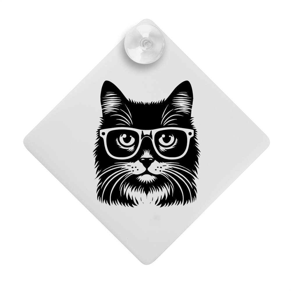 'Cat Wearing Glasses' Suction Cup Car Window Sign (CG00030146)