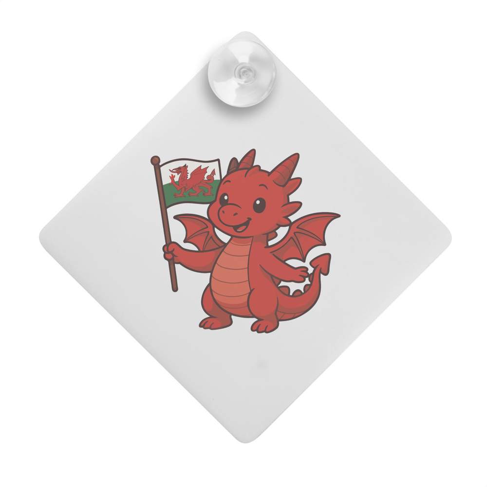 'Cute Welsh Dragon' Suction Cup Car Window Sign (CG00031036)