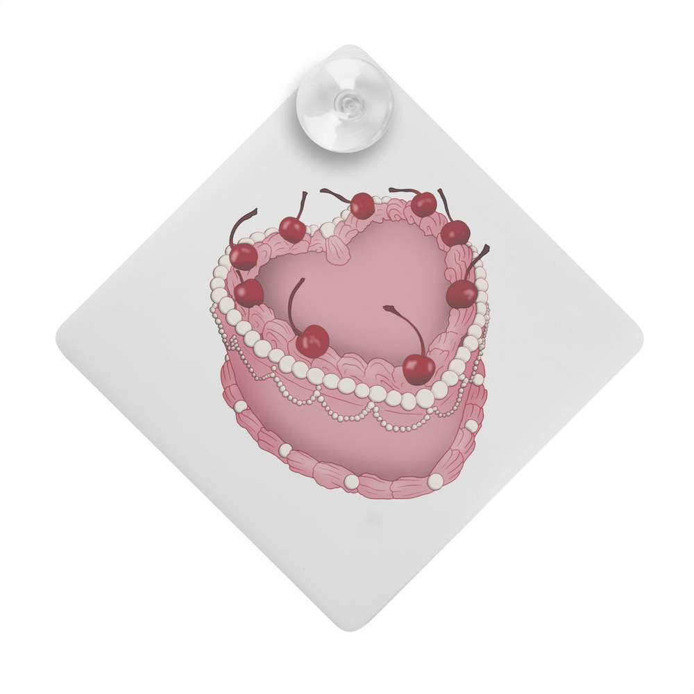 'Decorative Heart Cake' Suction Cup Car Window Sign (CG00031132)