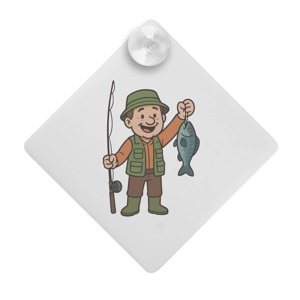 'Happy Fisherman Catch' Suction Cup Car Window Sign (CG00031224)