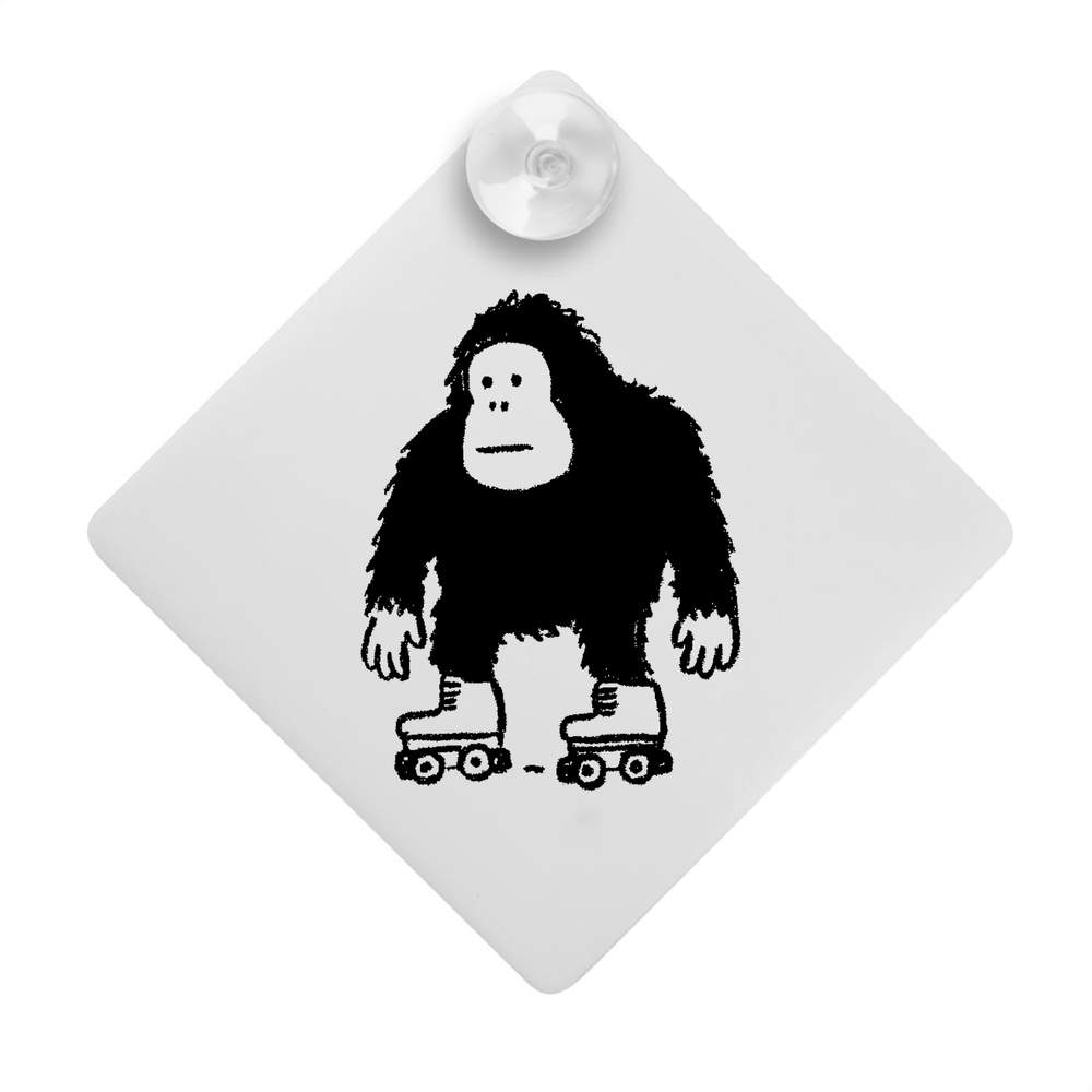 'Gorilla Wearing Roller Skates' Suction Cup Car Window Sign (CG00031721)
