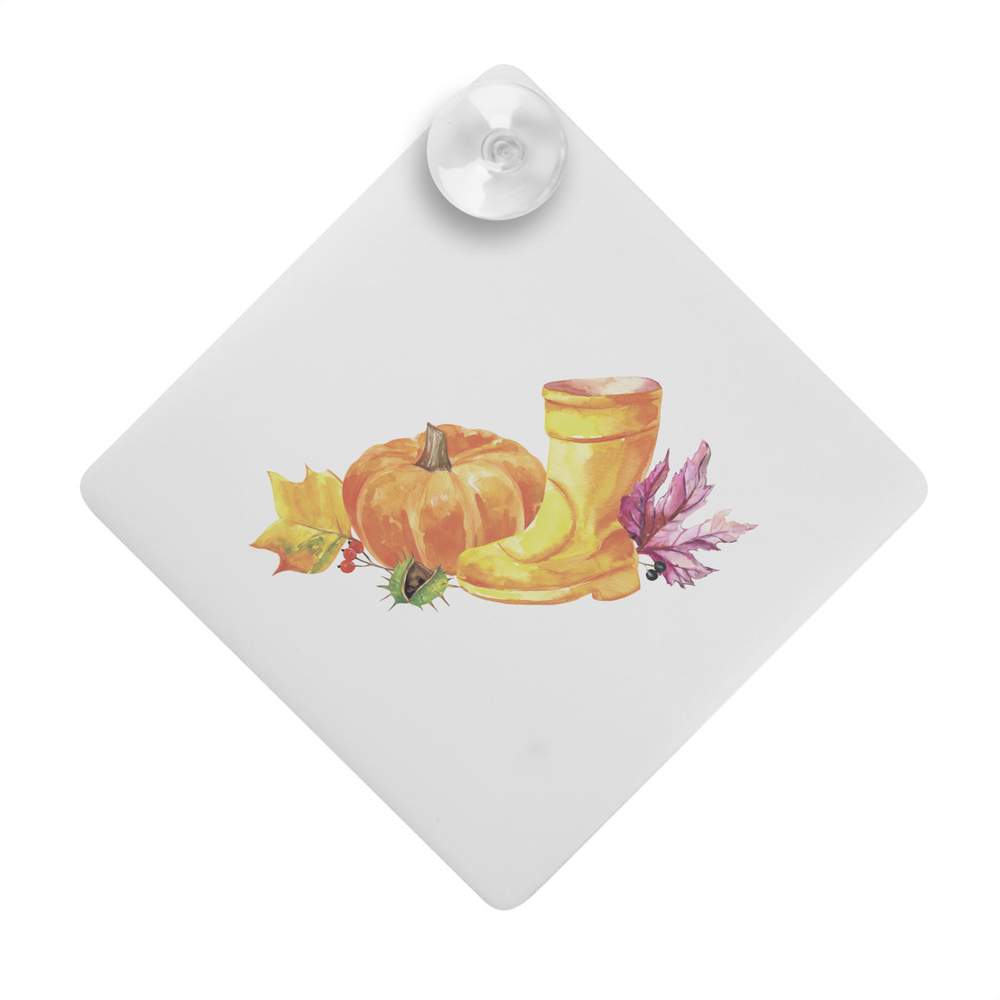 'Pumpkin And Fallen Leaves Watercolor ' Suction Cup Car Window Sign (CG00034024)