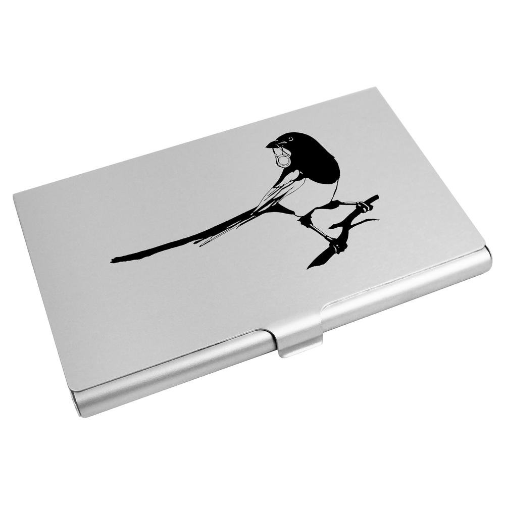 'Magpie With Ring' Business Card Holder / Credit Card Wallet (CH00001372)