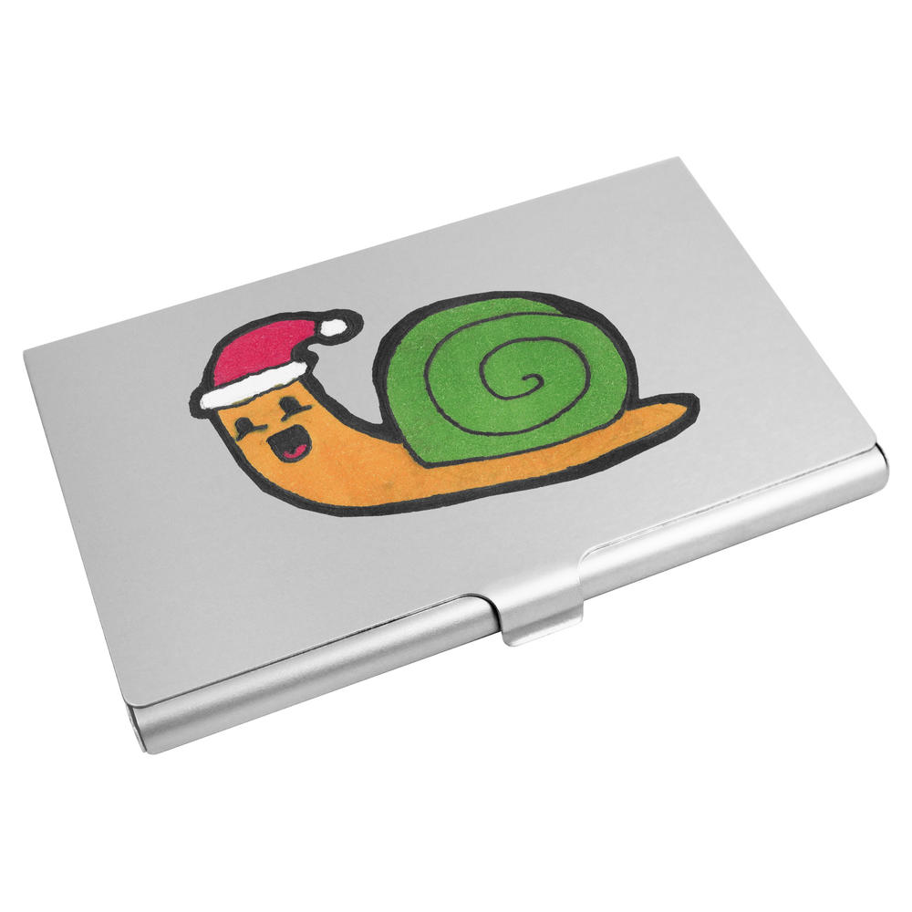 'Christmas Snail' Business Card Holder / Credit Card Wallet (CH00027218)