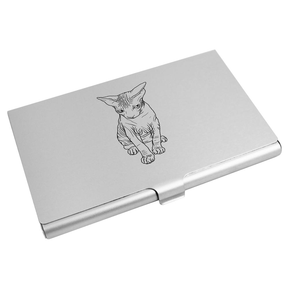 'Grumpy Sphynx Cat' Business Card Holder / Credit Card Wallet (CH00027633)