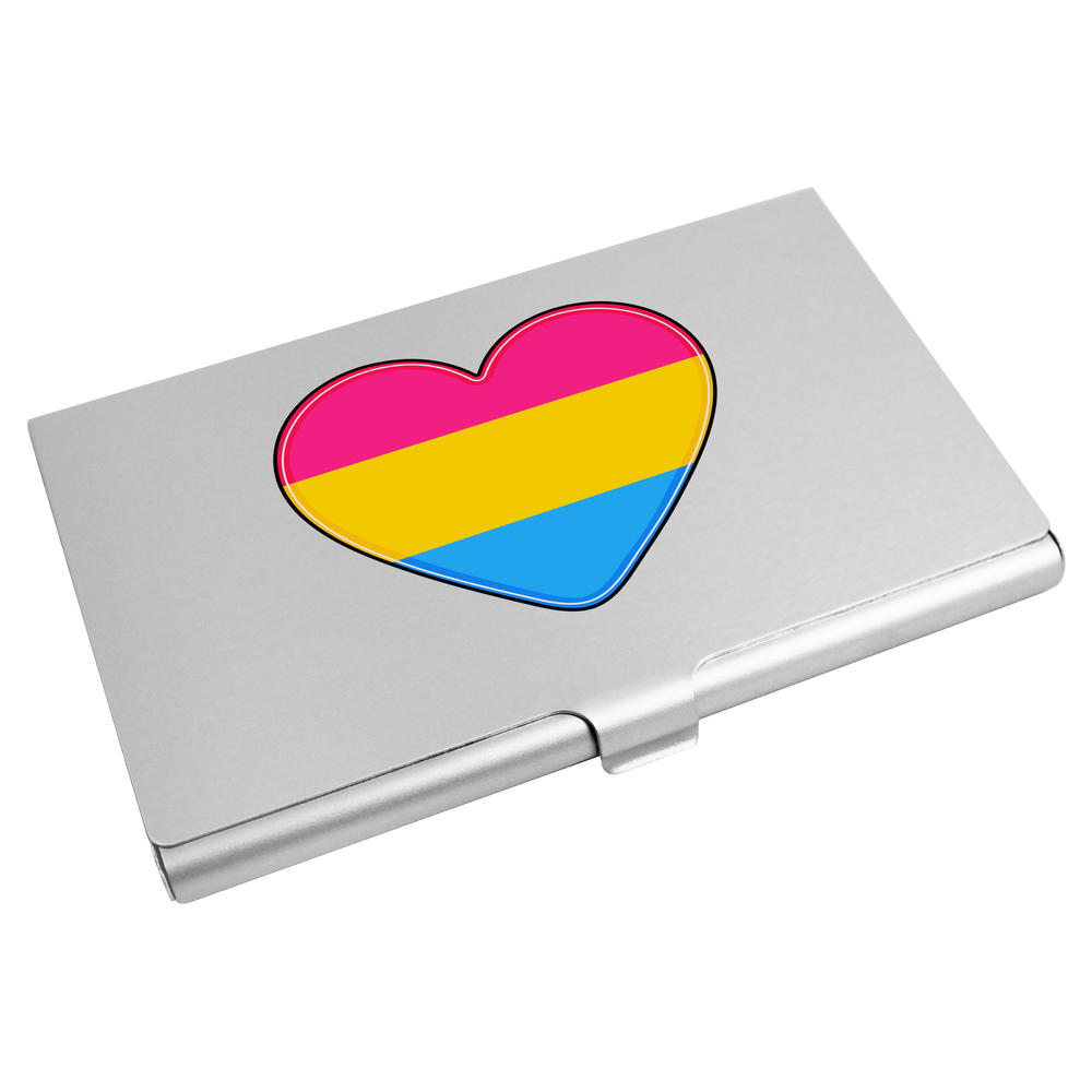 'Pansexual Flag Heart' Business Card Holder / Credit Card Wallet (CH00029800)