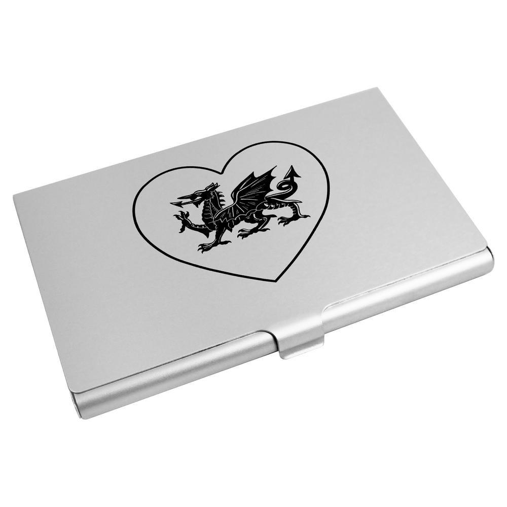 'Welsh Dragon Love Heart' Business Card Holder / Credit Card Wallet (CH00033640)