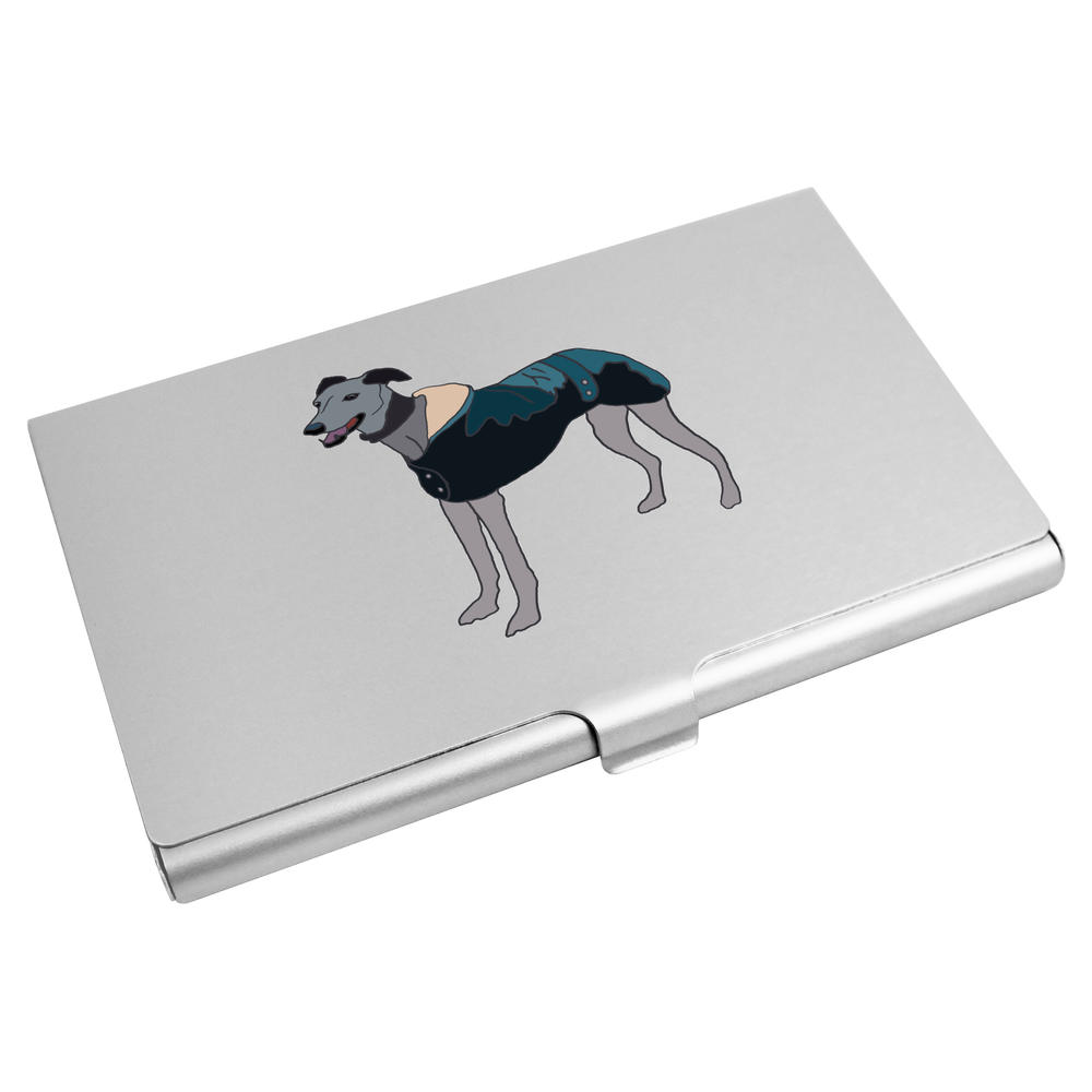 'Greyhound With coat ' Business Card Holder / Credit Card Wallet (CH00034575)