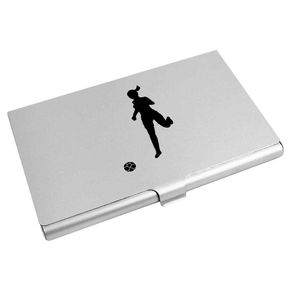 'Female Football Player' Business Card Holder / Credit Card Wallet (CH00036196)