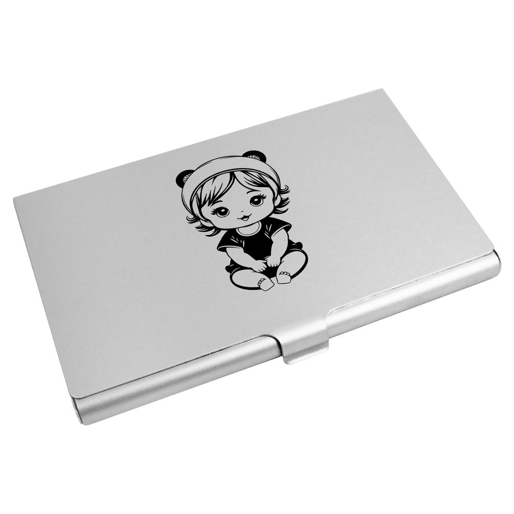 'Baby Girl In Bear Hat' Business Card Holder / Credit Card Wallet (CH00038342)
