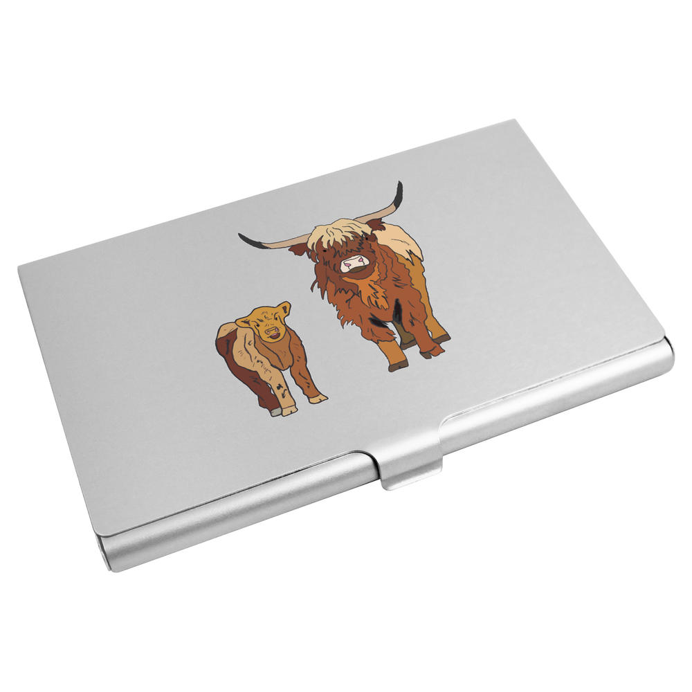 'Highland Cow with Calf ' Business Card Holder / Credit Card Wallet (CH00039247)