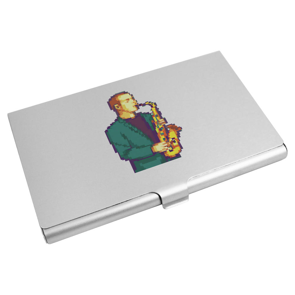 'Musician Playing Saxophone' Business Card Holder / Credit Card Wallet (CH00039418)
