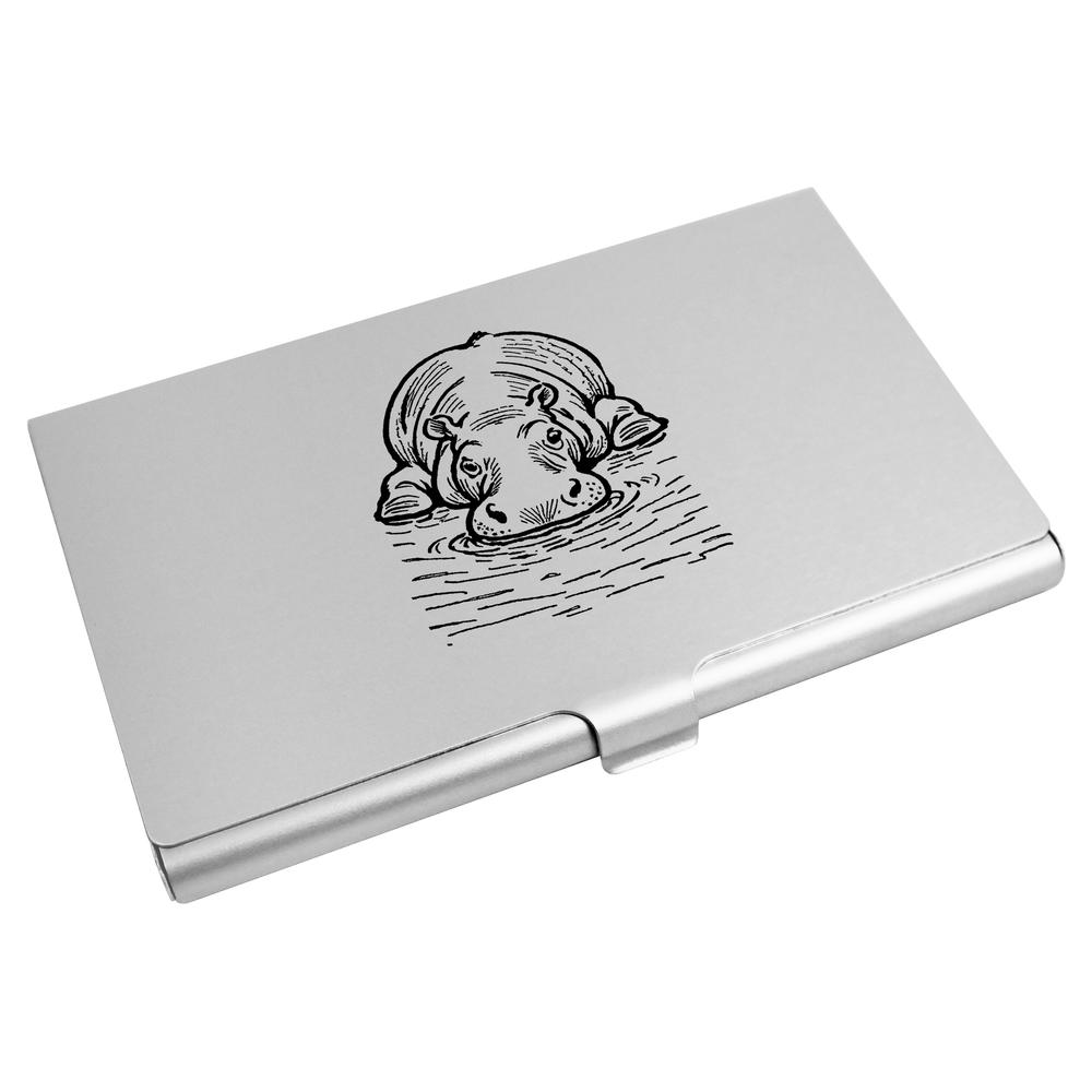 'Hippopotamus in a Pond' Business Card Holder / Credit Card Wallet (CH00040145)