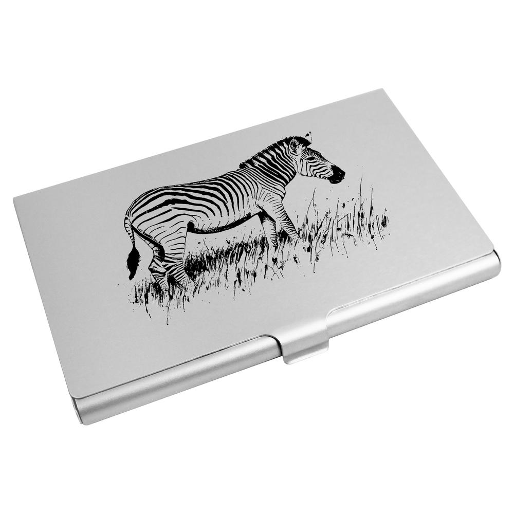 'Zebra Grazing on Grass' Business Card Holder / Credit Card Wallet (CH00040298)