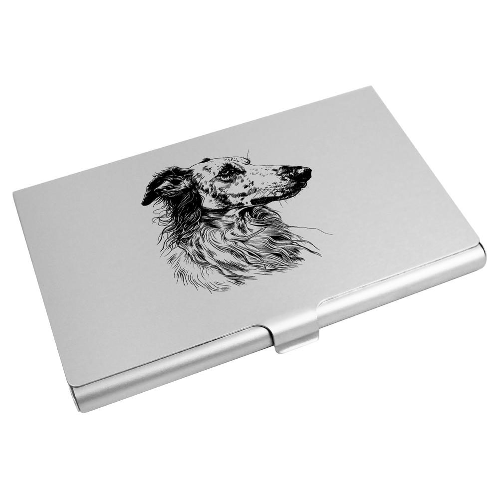 'Borzoi Dog Portrait' Business Card Holder / Credit Card Wallet (CH00041027)