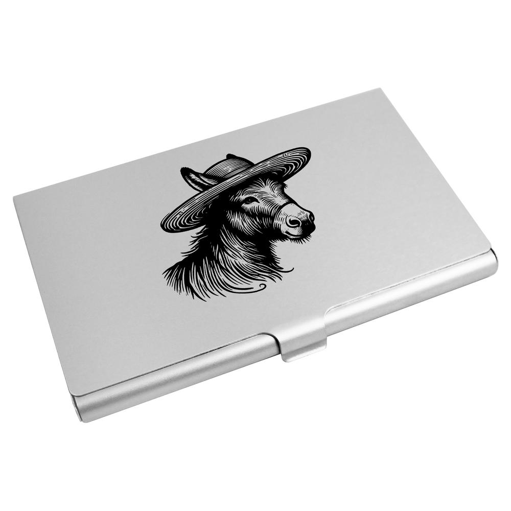 'Donkey Wearing A Straw Hat' Business Card Holder / Credit Card Wallet (CH00041741)