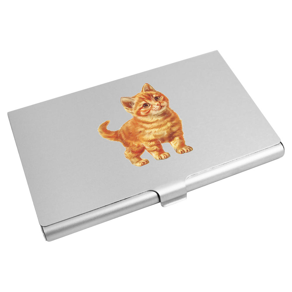 'Ginger Kitten Standing' Business Card Holder / Credit Card Wallet (CH00043067)