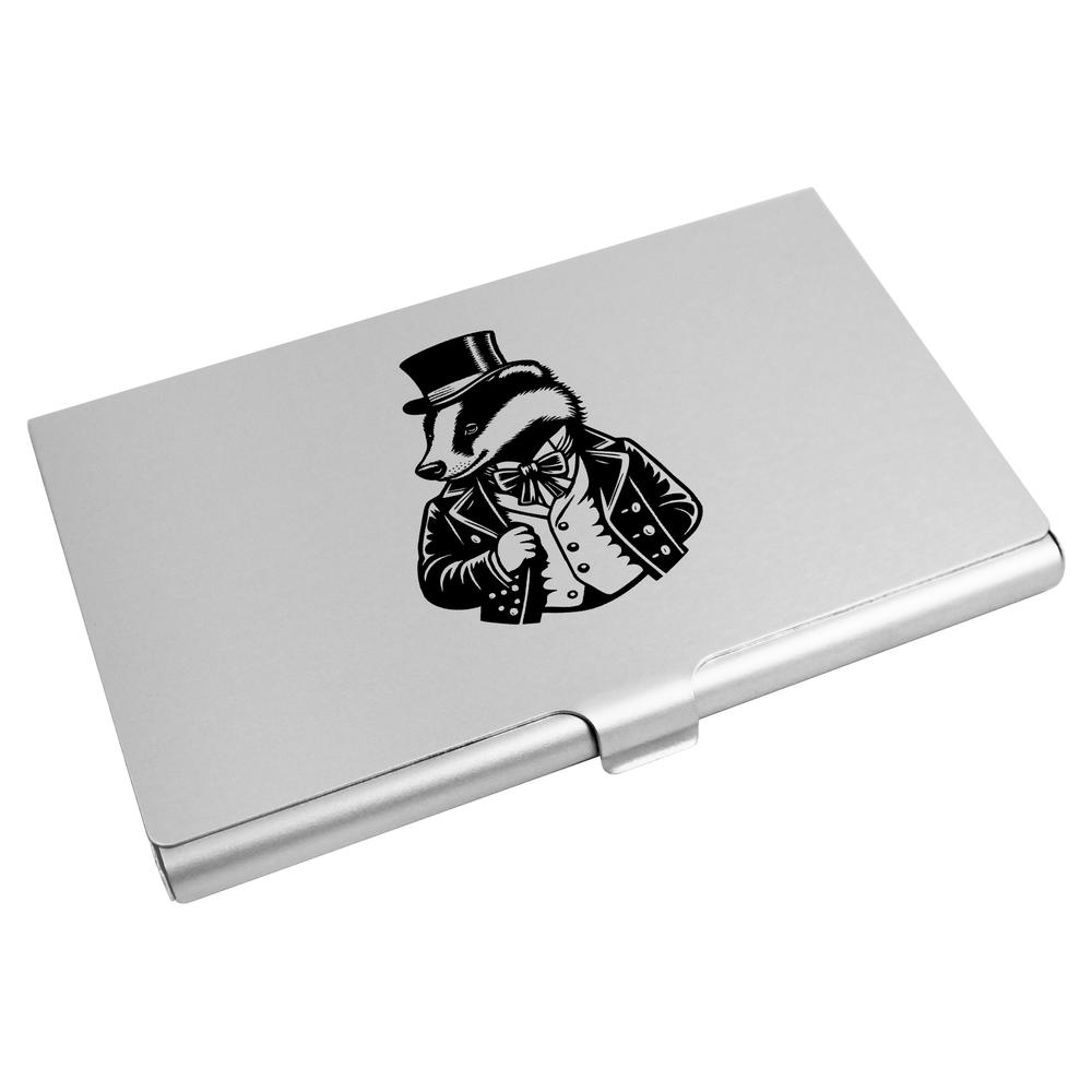 'Fancy Badger Wearing Top Hat' Business Card Holder / Credit Card Wallet (CH00043095)