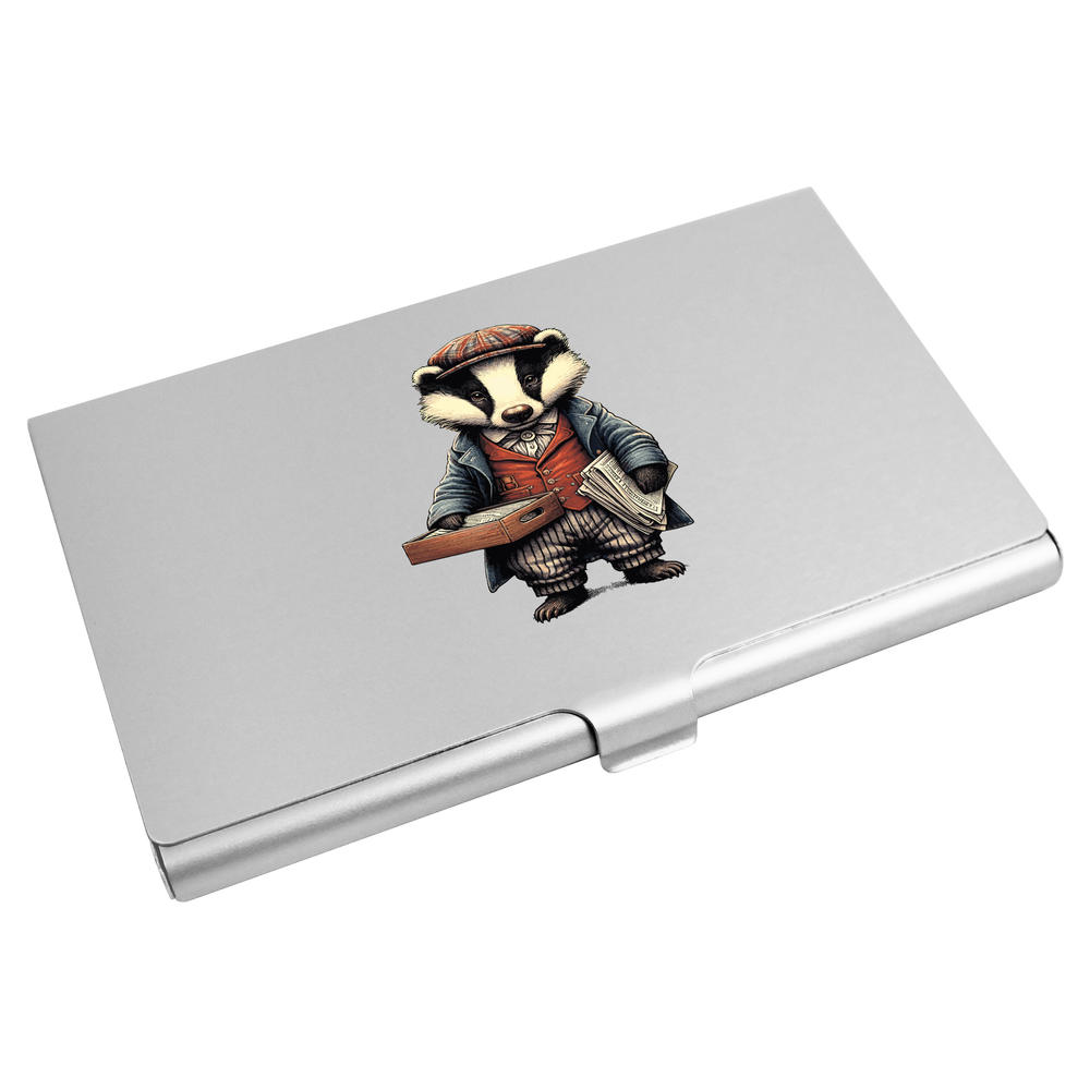 'Badger Selling Newspapers' Business Card Holder / Credit Card Wallet (CH00043103)