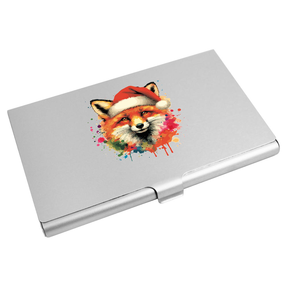 'Fox Wearing A Santa Hat' Business Card Holder / Credit Card Wallet (CH00044324)