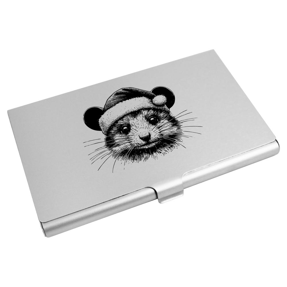 'Mouse Wearing Santa Hat' Business Card Holder / Credit Card Wallet (CH00044541)