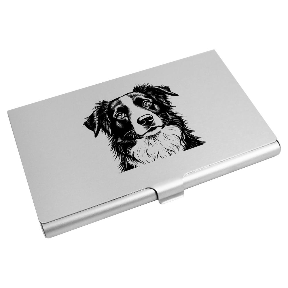 'Border Collie Portrait' Business Card Holder / Credit Card Wallet (CH00044798)