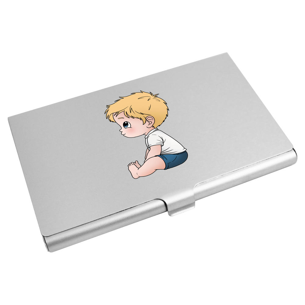 'Cute Sitting Boy' Business Card Holder / Credit Card Wallet (CH00044912)