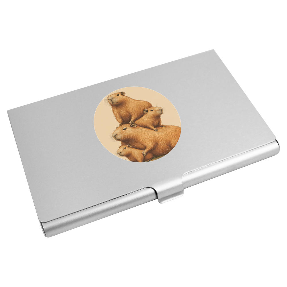 'Stacked Capybara Family' Business Card Holder / Credit Card Wallet (CH00044948)