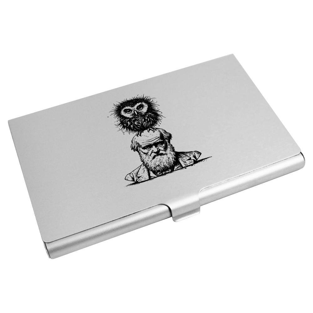 'Charles Darwin With Owl' Business Card Holder / Credit Card Wallet (CH00045071)