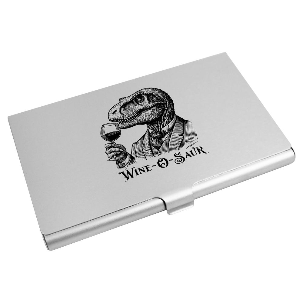 'T Rex Drinking Wine' Business Card Holder / Credit Card Wallet (CH00045169)