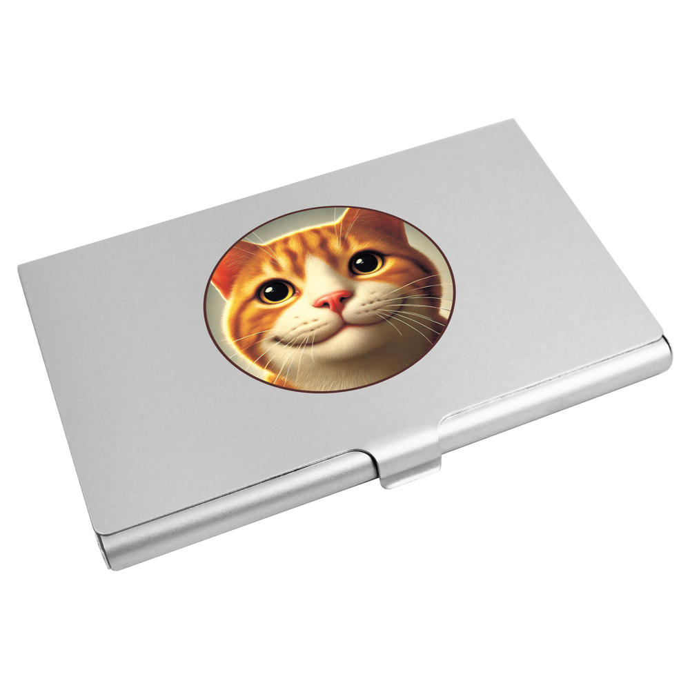 'Smiling Ginger Cat' Business Card Holder / Credit Card Wallet (CH00045259)