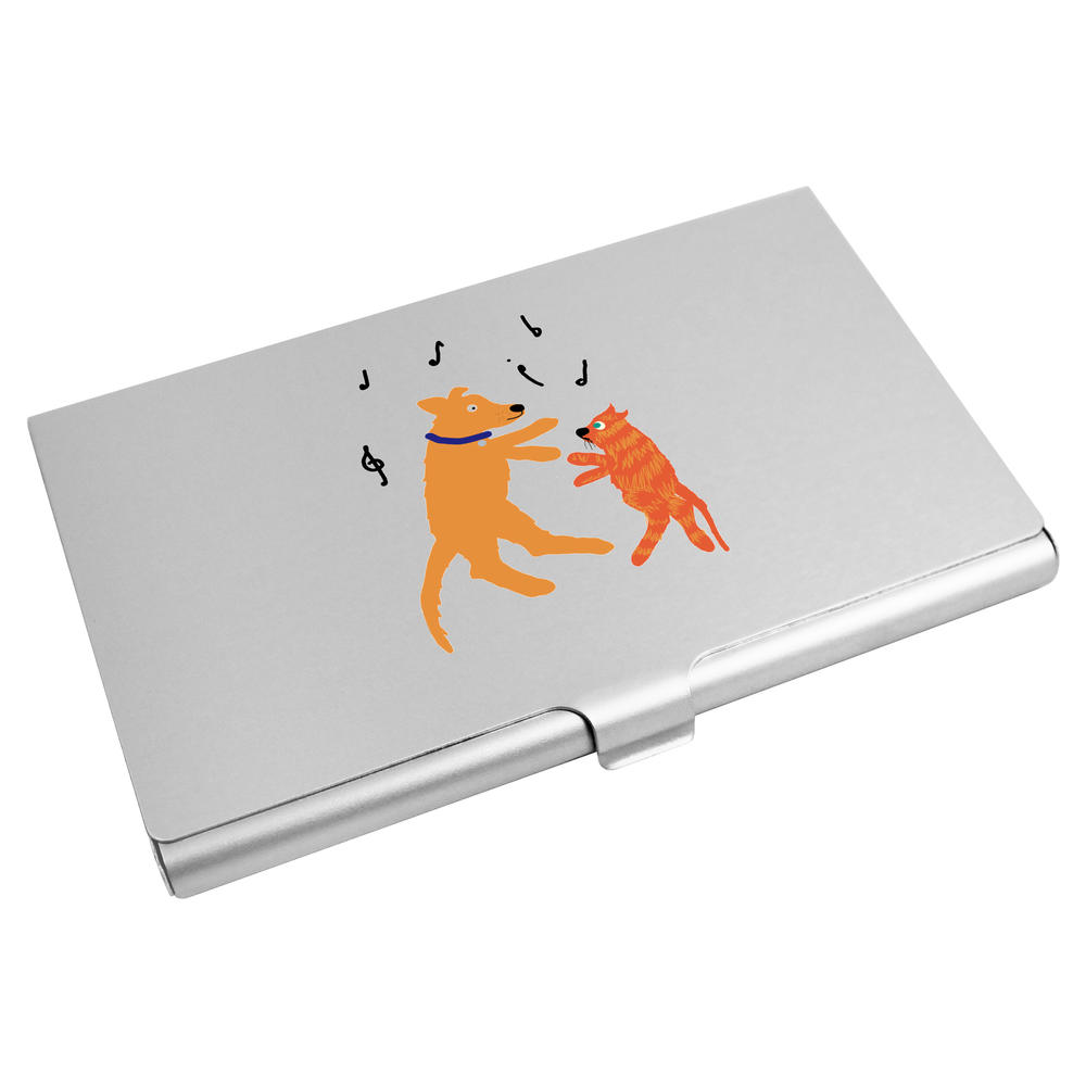 'Dancing Dog And Cat' Business Card Holder / Credit Card Wallet (CH00045446)