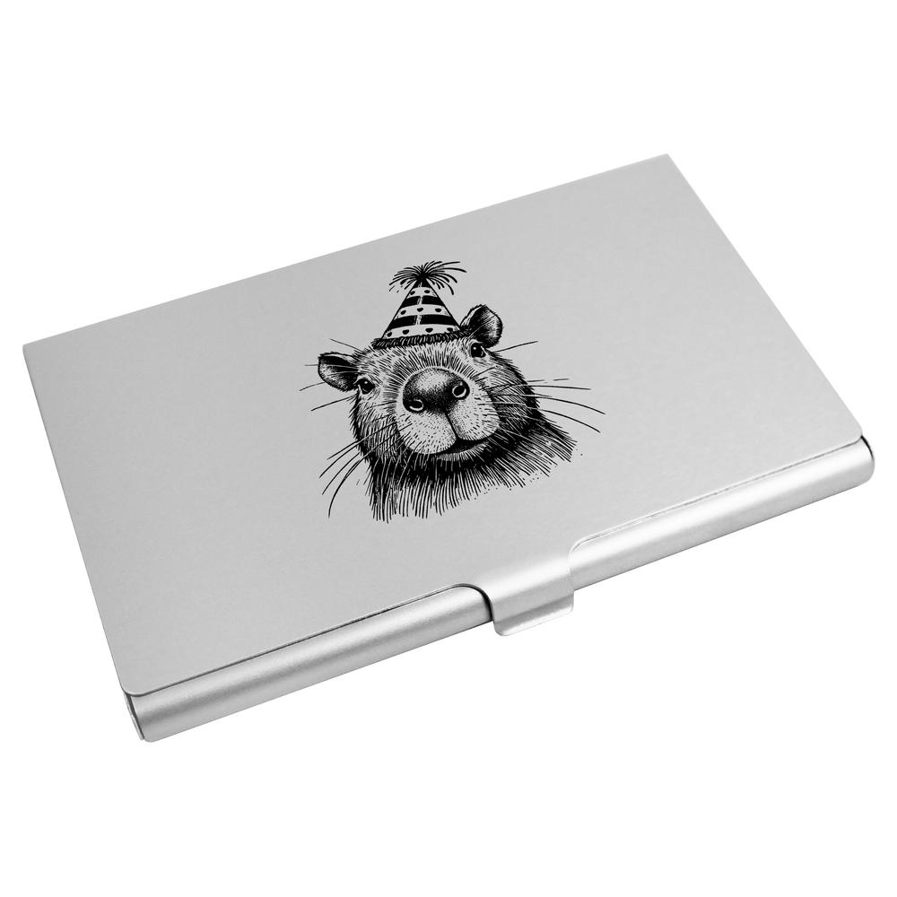 'Capybara Wearing Party Hat' Business Card Holder / Credit Card Wallet (CH00046095)