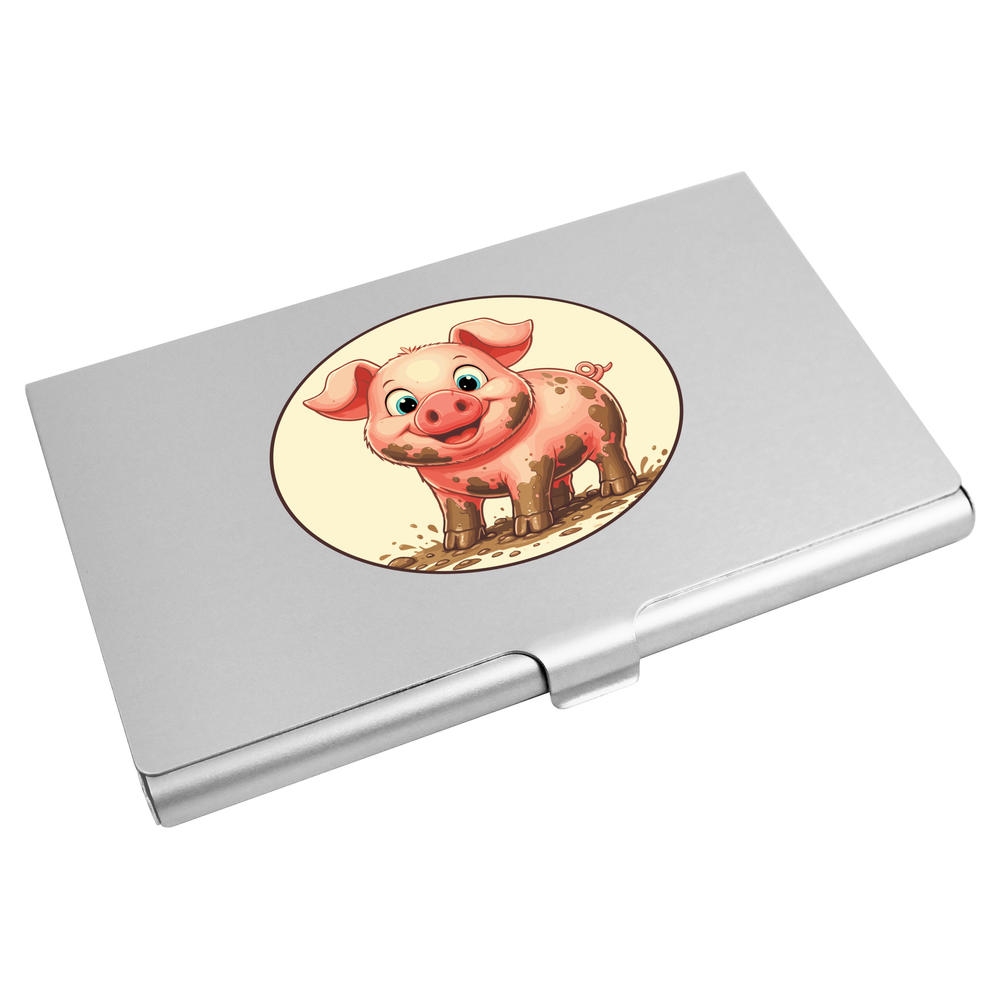 'Cute Muddy Pig' Business Card Holder / Credit Card Wallet (CH00048159)