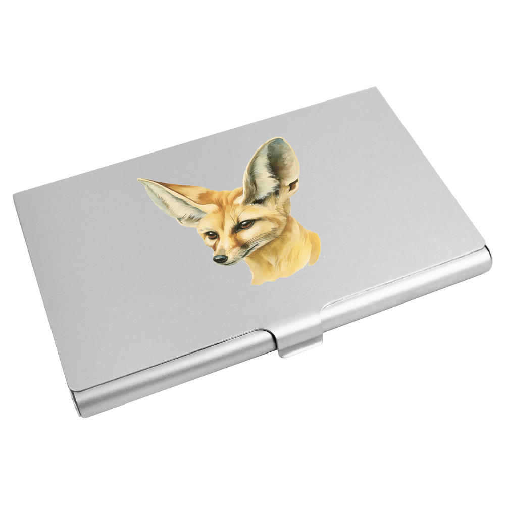 'Fennec Fox Portrait' Business Card Holder / Credit Card Wallet (CH00048281)