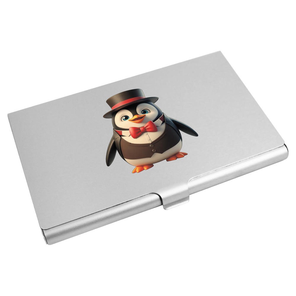 'Cute Penguin Head Waiter' Business Card Holder / Credit Card Wallet (CH00049524)