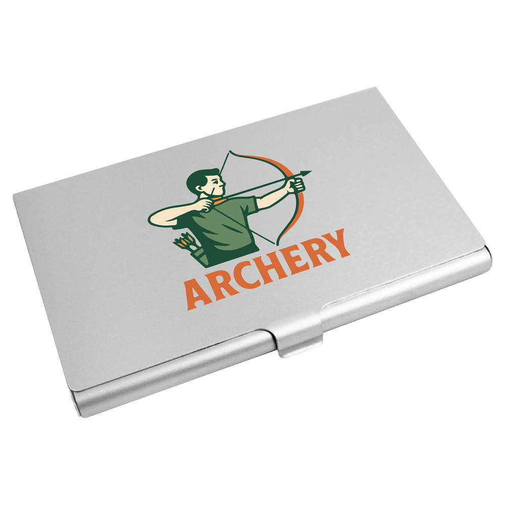 'Archery Hobbyist Shooting A Bow And Arrow' Business Card Holder / Credit Card Wallet (CH00050800)