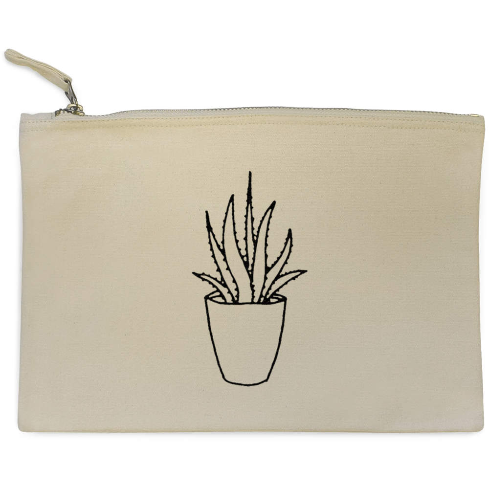 'Aloe Vera Plant' Canvas Clutch Bag / Accessory Case (CL00012610)