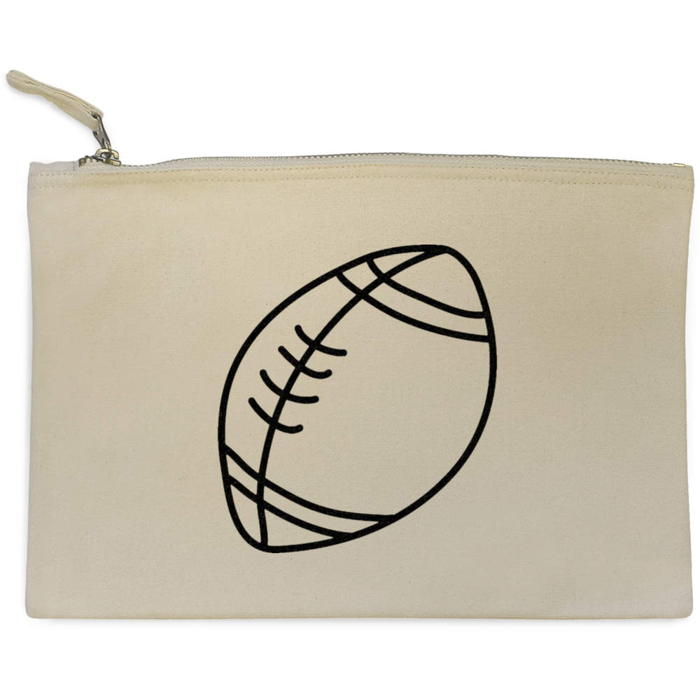 'Rugby Ball' Canvas Clutch Bag / Accessory Case (CL00013105)