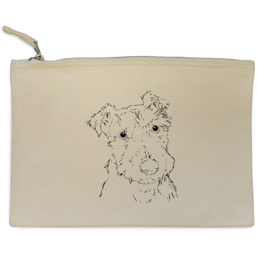 'Scruffy Dog' Canvas Clutch Bag / Accessory Case (CL00017406)