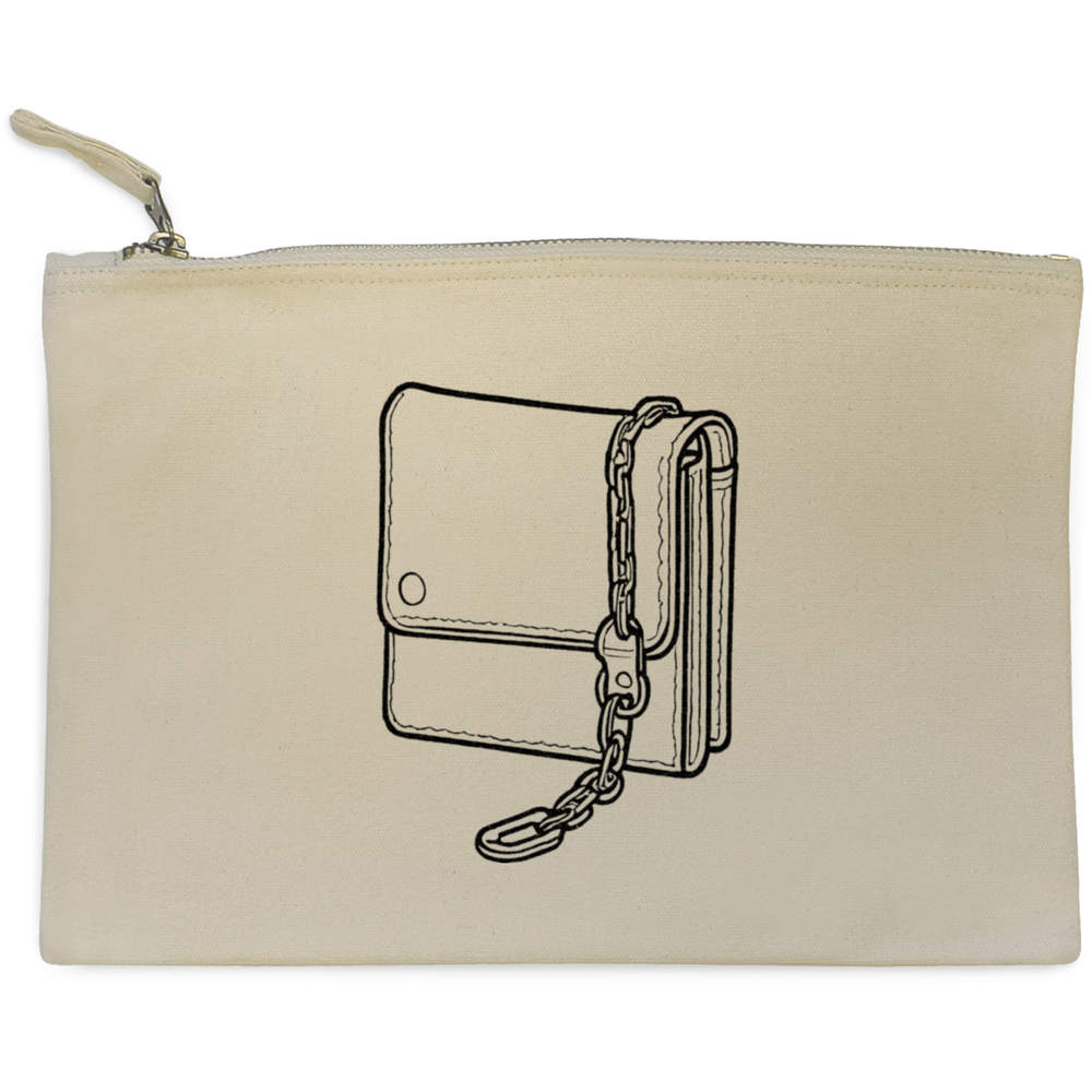 'Leather Wallet With Chain' Canvas Clutch Bag / Accessory Case (CL00036498)