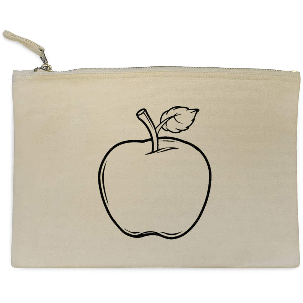 'Apple with Leaf' Canvas Clutch Bag / Accessory Case (CL00038330)