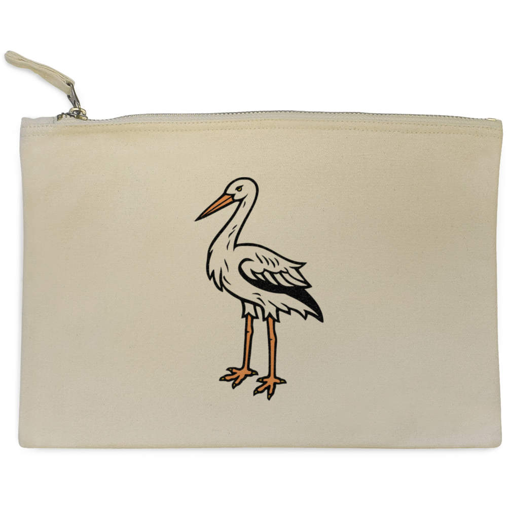 'Bird Stork ' Canvas Clutch Bag / Accessory Case (CL00038441)