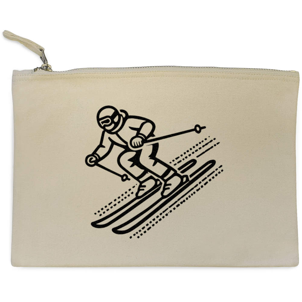 'Downhill Skiing' Canvas Clutch Bag / Accessory Case (CL00038760)